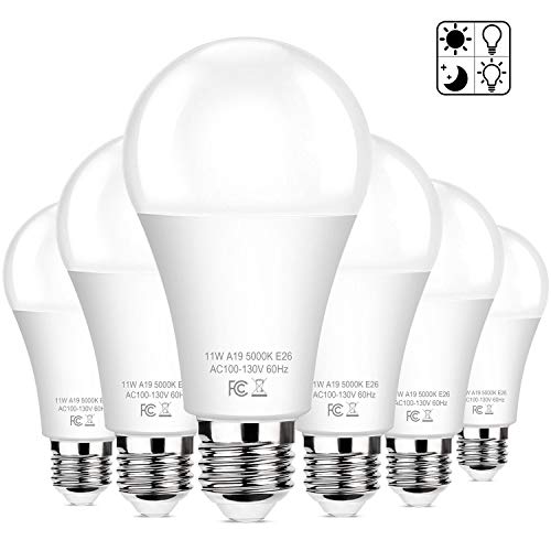 6-Pack Dusk to Dawn LED Light Bulbs, A19 11W100Watt Equivalent, ...