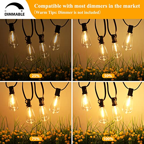 Brightever LED Outdoor String Lights 100FT Patio Lights with 52 Sh...