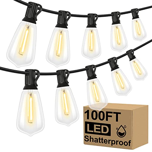 Brightever LED Outdoor String Lights 100FT Patio Lights with 52 Sh...