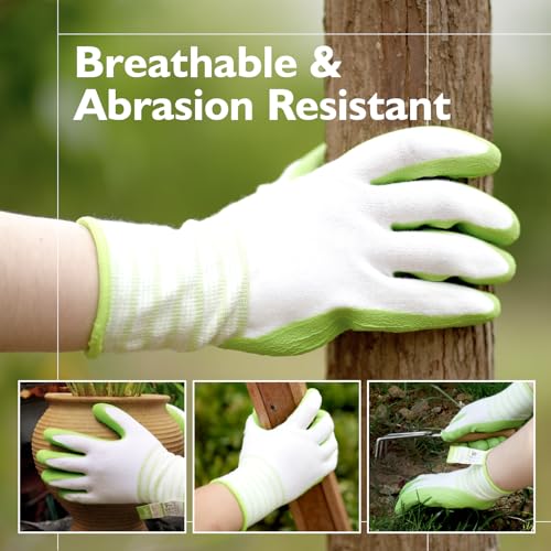 Brigic Bamboo Gardening Gloves 2 pair, Breathable Rubber Coated, O...