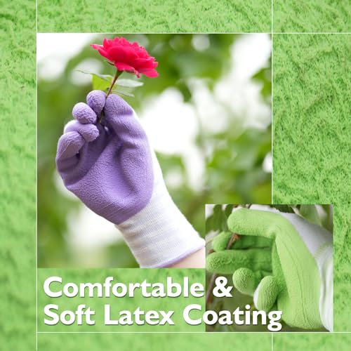 Brigic Bamboo Gardening Gloves 2 pair, Breathable Rubber Coated, O...