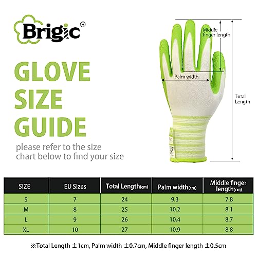 Brigic Bamboo Gardening Gloves 2 pair, Breathable Rubber Coated, O...