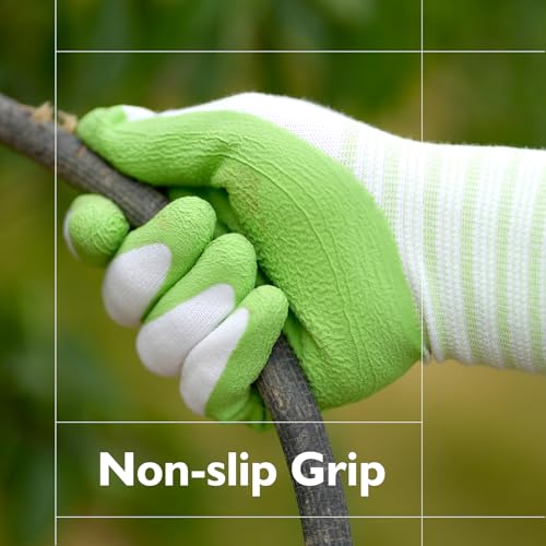 Brigic Bamboo Gardening Gloves 2 pair, Breathable Rubber Coated, O...