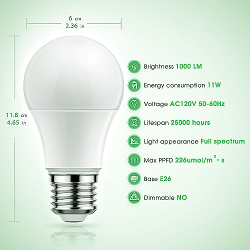 Briignite Grow Light Bulbs, Full Spectrum Grow Light Bulb, LED Gro...