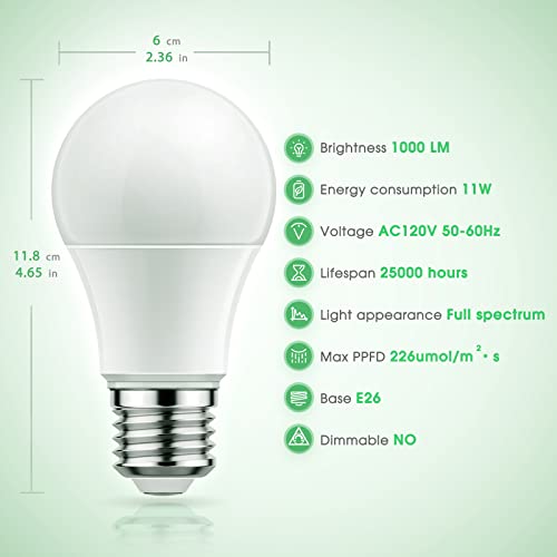 Briignite Grow Light Bulbs, LED Grow Light Bulb A19 Bulb, Full Spe...