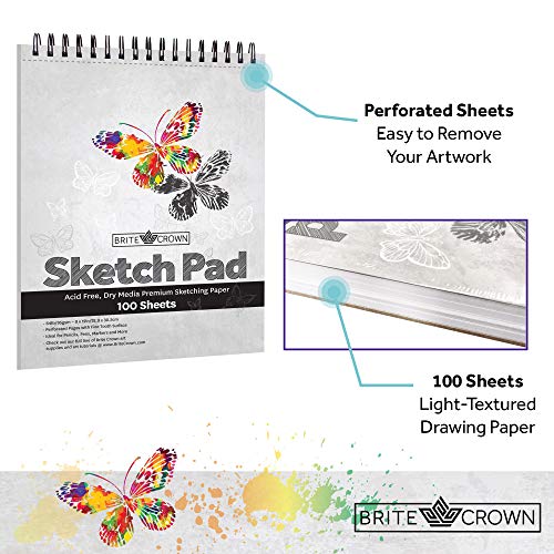 Brite Crown Sketch Book – Sketch Pad 9 x 12-100 Sheets - Perforate...