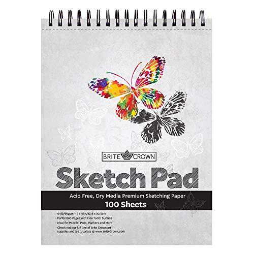 Brite Crown Sketch Book – Sketch Pad 9 x 12-100 Sheets - Perforate...