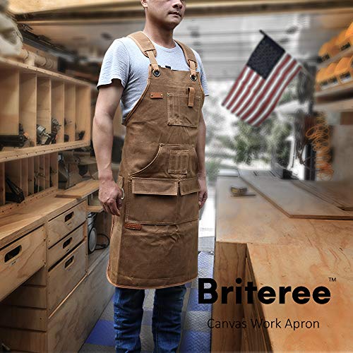 Briteree Woodworking Aprons for men, Gift for Woodworker, with 9 T...