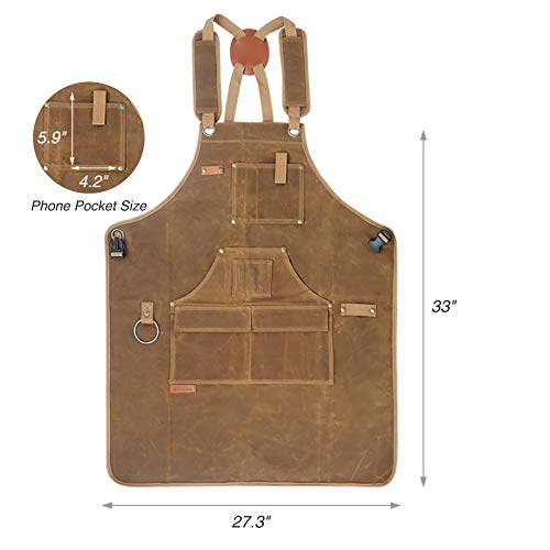 Briteree Woodworking Aprons for men, Gift for Woodworker, with 9 T...