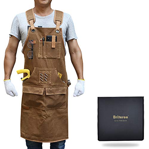 Briteree Woodworking Aprons for men, Gift for Woodworker, with 9 T...