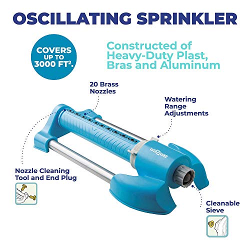 Brizer Oscillating Lawn Sprinkler, Waters 3,000 ft. of Lawn Care, ...