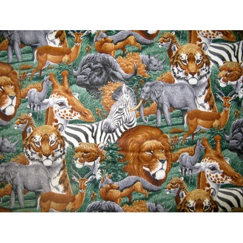 Wild Animals Vinyl Lined Waterproof Fabric 1yd by 44 in Wide Safar...