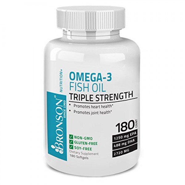 Bronson Omega 3 Fish Oil Triple Strength 2720 mg, 1250 EPA 488 DHA...