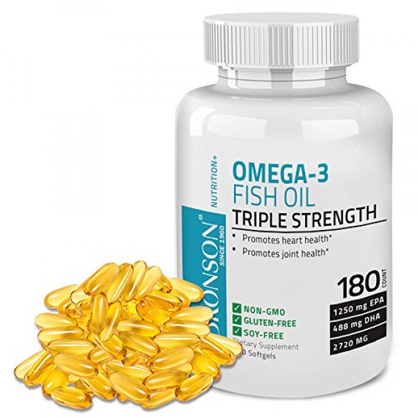 Bronson Omega 3 Fish Oil Triple Strength 2720 mg, 1250 EPA 488 DHA...
