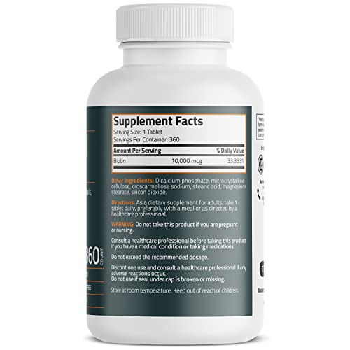 Bronson Biotin 10,000 MCG Supports Healthy Hair, Skin & Nails & En...