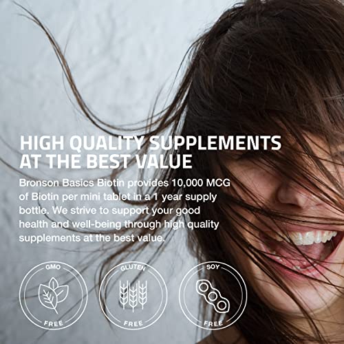Bronson Biotin 10,000 MCG Supports Healthy Hair, Skin & Nails & En...