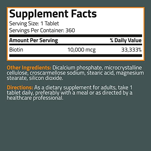 Bronson Biotin 10,000 MCG Supports Healthy Hair, Skin & Nails & En...