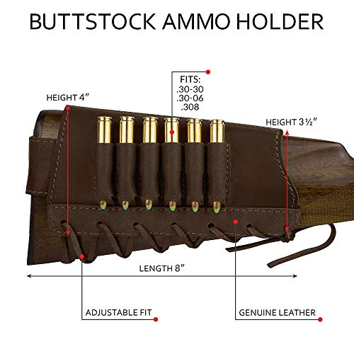 BRONZEDOG Adjustable Leather Buttstock Cartridge Ammo Holder for R...
