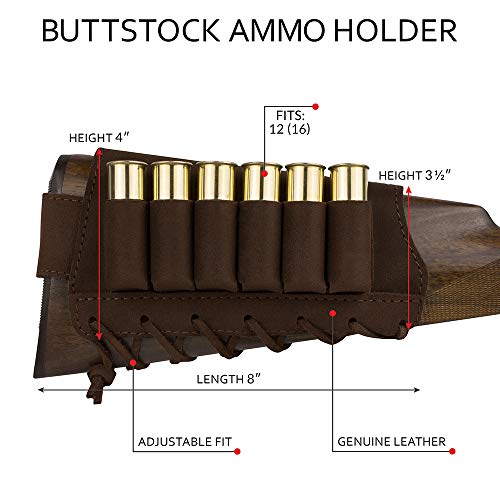BRONZEDOG Adjustable Leather Buttstock Cartridge Ammo Holder for R...