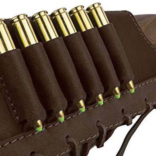 BRONZEDOG Adjustable Leather Buttstock Cartridge Ammo Holder for R...