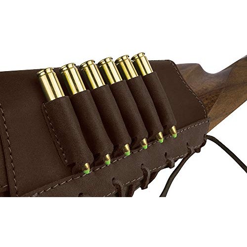BRONZEDOG Adjustable Leather Buttstock Cartridge Ammo Holder for R...