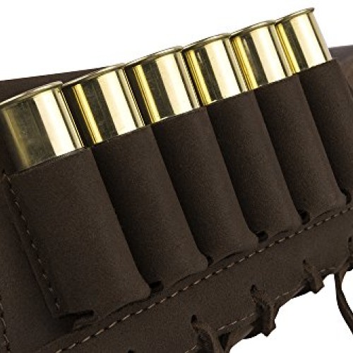 BRONZEDOG Adjustable Leather Buttstock Cartridge Ammo Holder for R...