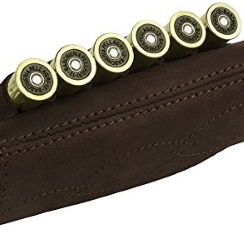 BRONZEDOG Adjustable Leather Buttstock Cartridge Ammo Holder for R...