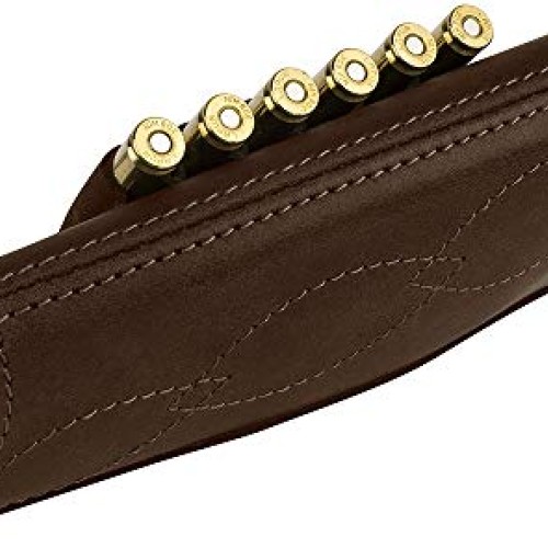 BRONZEDOG Adjustable Leather Buttstock Cartridge Ammo Holder for R...