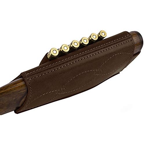 BRONZEDOG Adjustable Leather Buttstock Cartridge Ammo Holder for R...