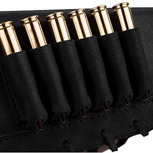 BronzeDog Adjustable Leather Buttstock Cartridge Ammo Holder for R...