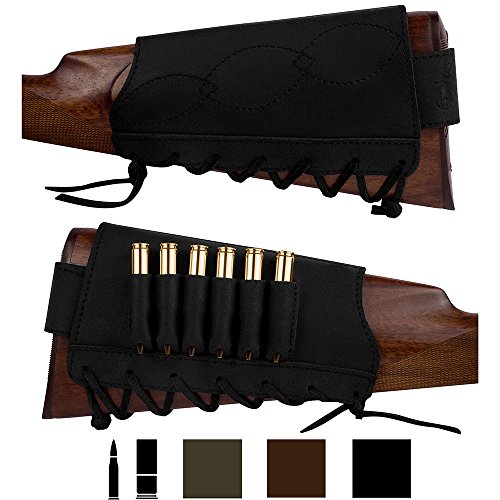 BronzeDog Adjustable Leather Buttstock Cartridge Ammo Holder for R...