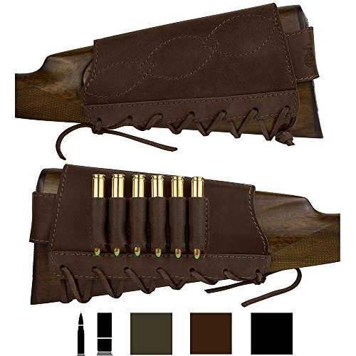 BRONZEDOG Adjustable Leather Buttstock Cartridge Ammo Holder for R...
