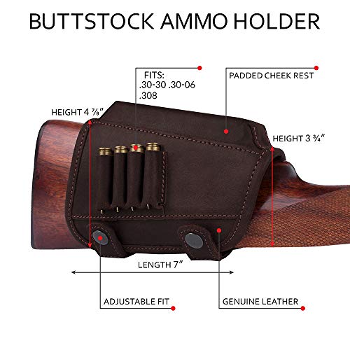 BRONZEDOG Buttstock Cheek Rest Ammo Holder Leather Rifle Pad Water...