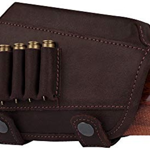 BRONZEDOG Buttstock Cheek Rest Ammo Holder Leather Rifle Pad Water...