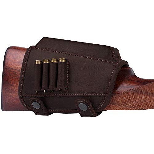 BRONZEDOG Buttstock Cheek Rest Ammo Holder Leather Rifle Pad Water...