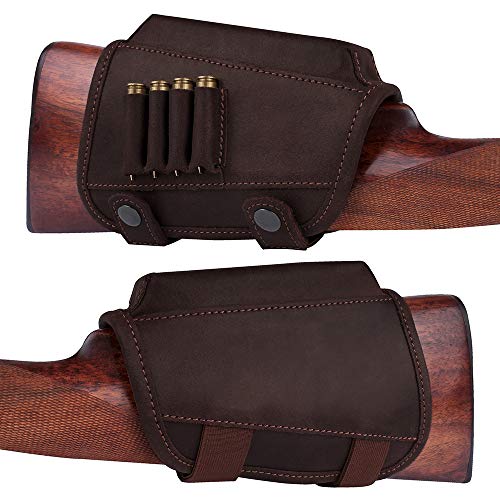 BRONZEDOG Buttstock Cheek Rest Ammo Holder Leather Rifle Pad Water...