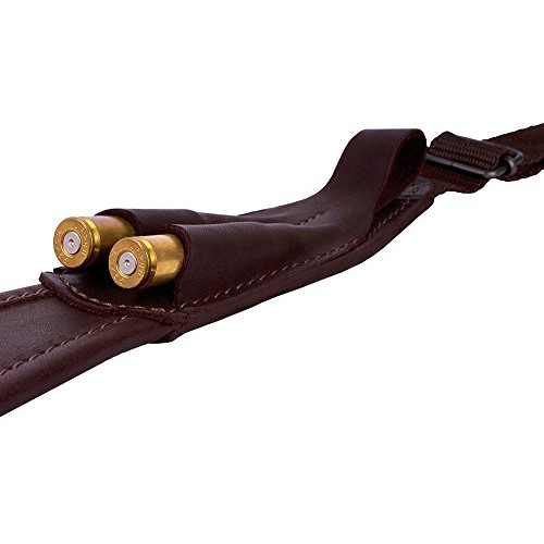 BRONZEDOG Leather Rifle Sling Brown Adjustable Shooting Belt Holde...