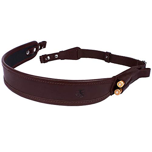BRONZEDOG Leather Rifle Sling Brown Adjustable Shooting Belt Holde...