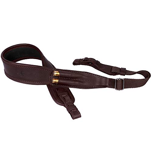BRONZEDOG Leather Rifle Sling Brown Adjustable Shooting Belt Holde...
