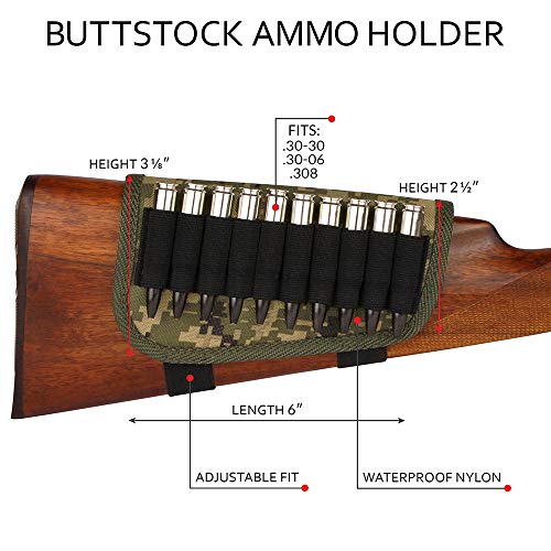 BRONZEDOG Nylon Adjustable Buttstock Holder Rifles .30-30 .308 .30...