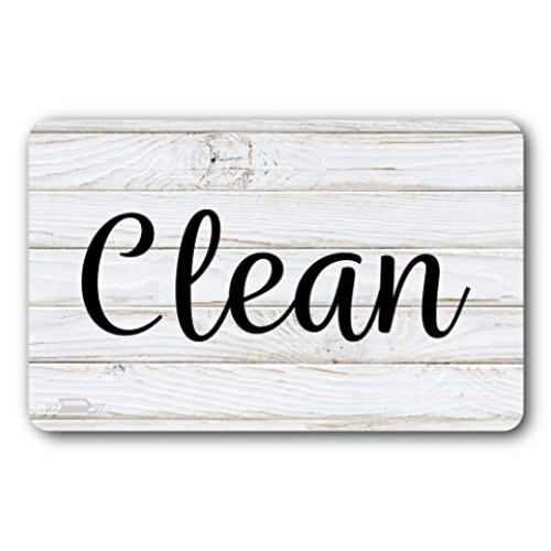Black and White Wood Clean Dirty Dishwasher Magnet, Reversible Dis...