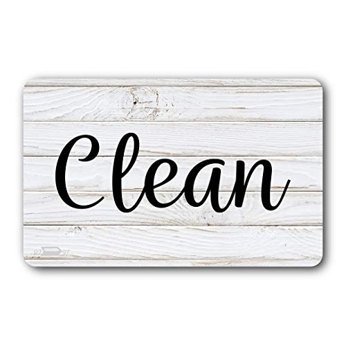 Black and White Wood Clean Dirty Dishwasher Magnet, Reversible Dis...