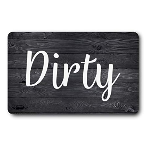 Black and White Wood Clean Dirty Dishwasher Magnet, Reversible Dis...