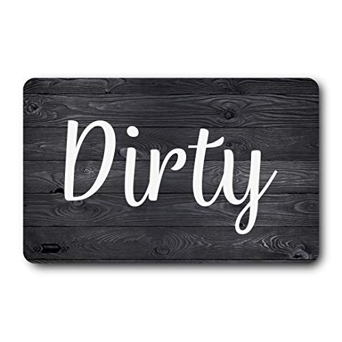 Black and White Wood Clean Dirty Dishwasher Magnet, Reversible Dis...