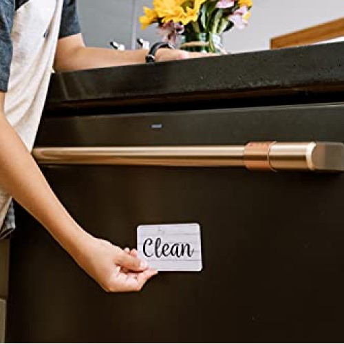 Black and White Wood Clean Dirty Dishwasher Magnet, Reversible Dis...