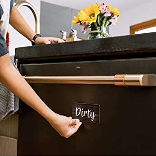 Black and White Wood Clean Dirty Dishwasher Magnet, Reversible Dis...