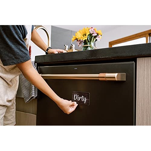 Black and White Wood Clean Dirty Dishwasher Magnet, Reversible Dis...