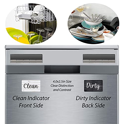 Black and White Wood Clean Dirty Dishwasher Magnet, Reversible Dis...