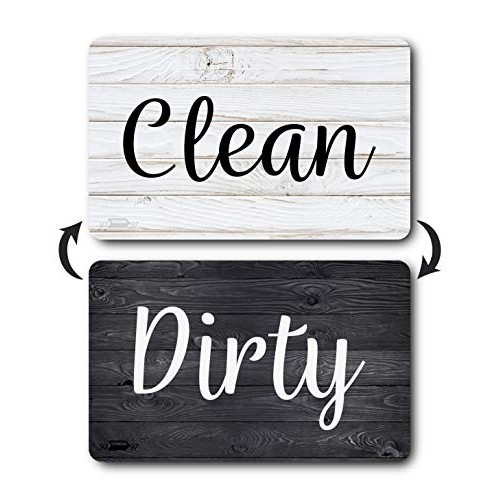 Black and White Wood Clean Dirty Dishwasher Magnet, Reversible Dis...