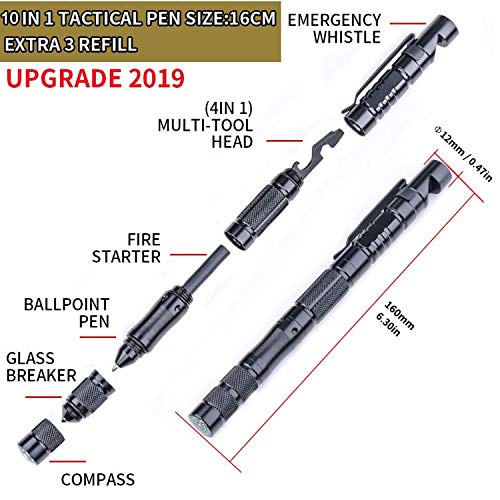 Tactical Pen, 10 in 1 Multi tools, Ballpoint, Screw Driver, Bottle...